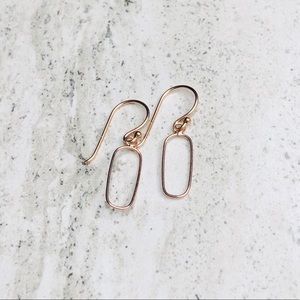 925 Sterling Silver Rose Gold Oval Dangle Earrings